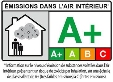 Label A+ de classification des émissions dans l'air intérieur